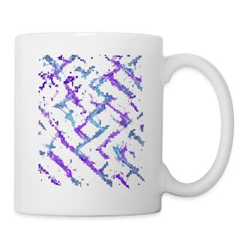 Neon Cyber Anti Gesichtserkennung Muster  - Tasse - Weiß - Rechts