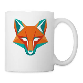 Geometrischer Fuchs Kopf Wildtier Motiv - Tasse - Weiß - Rechts