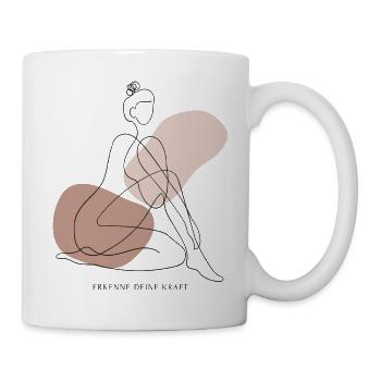 Linienfigur in Erd-Tönen - Tasse - Weiß - Rechts