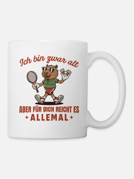 Badminton bin zwar alt Retro Federball - Tasse - Weiß