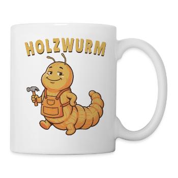 Holzwurm Tischler Schreiner Handwerker Lustig - Tasse - Weiß - Rechts