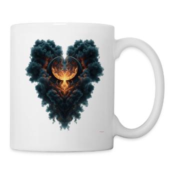 Black Smoke Heart Burning Centre Design - Tasse - Weiß - Rechts