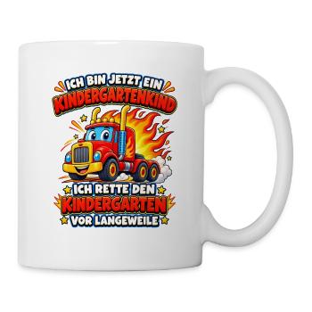 Feuerwehrkind rettet Kindergarten vor Langeweile - Tasse - Weiß - Rechts
