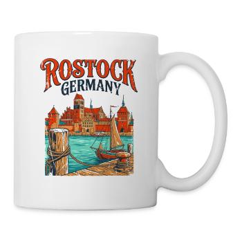 Vintage Rostock Cityscape Travel Novelty For - Tasse - Weiß - Rechts