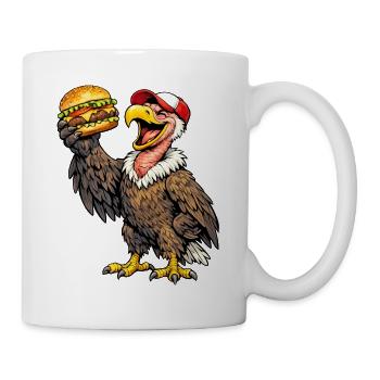 Geier mit Hamburger - Tasse - Weiß - Rechts