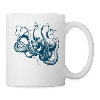 Vintage Kraken Oktopus Tiefsee Tentakel - Tasse - Weiß - Rechts