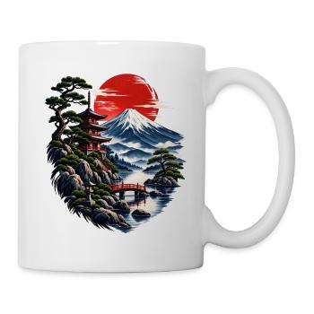 Japanische Abendröte am Fuji - Tasse - Weiß - Rechts