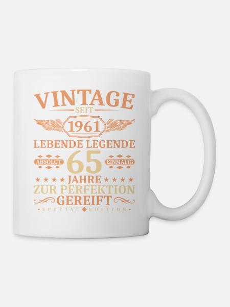 Vintage seit 1961 Jahrgang 65. Geburtstag - Tasse - Weiß