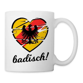 Herzflagge Deutsche Badische Liebe - Tasse - Weiß - Rechts