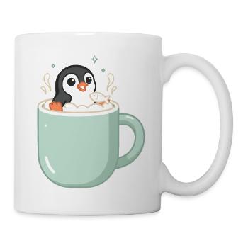 Pinguin In Tasse Mit Fischmotiv - Tasse - Weiß - Rechts