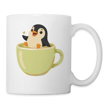 Niedlicher Pinguin In Einer Teetasse - Tasse - Weiß - Rechts