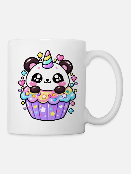 Panda Einhorn Cupcake Niedlich - Tasse - Weiß