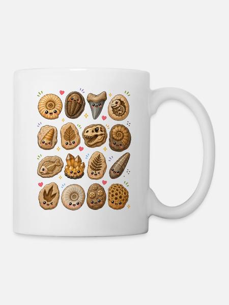 Kawaii Fossilien | Paläontologie & Geologie - Tasse - Weiß