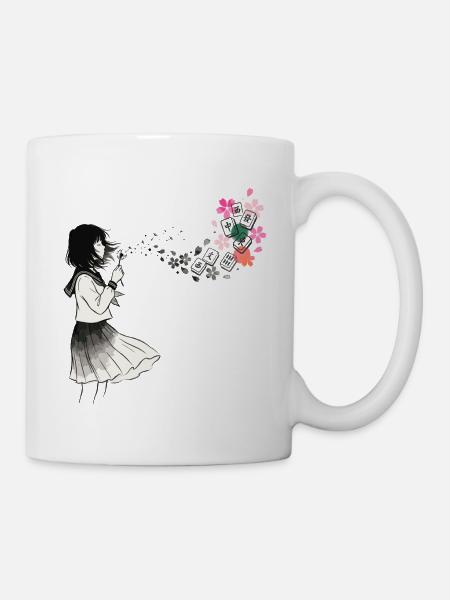 Mahjong Mädchen Japanisches Design - Tasse - Weiß