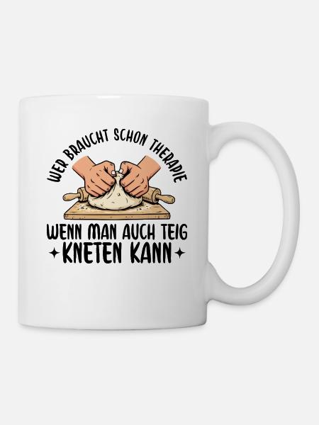 Backen Teig kneten Therapie Pizzabäcker - Tasse - Weiß
