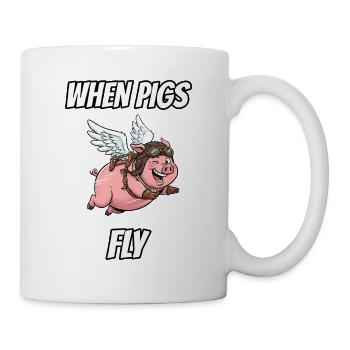 Wenn Schweine fliegen – lustige, wörtliche Idiom-Zeichentrickserie - Tasse - Weiß - Rechts
