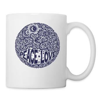 Hippie-Musik Psychedelisch Frieden Liebe Rave Goa Trance - Tasse - Weiß - Rechts