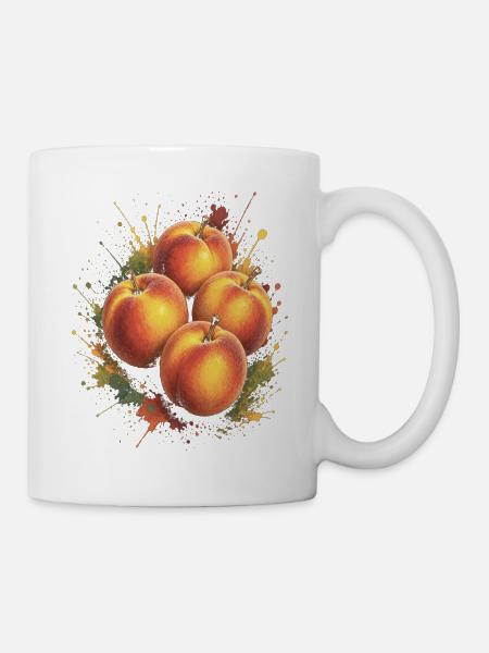 Pfirsichfrüchte Sommer Spritzkunst - Tasse - Weiß