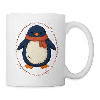 Pinguin Mit Schal Wintermotiv - Tasse - Weiß - Rechts