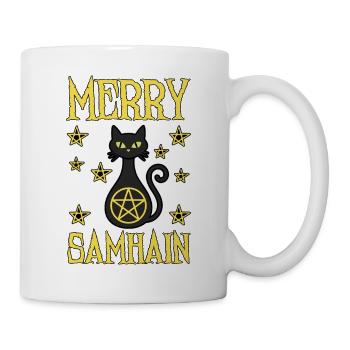 Fröhliche Samhain Hexenkatze Samhain Wicca Wicca - Tasse - Weiß - Rechts