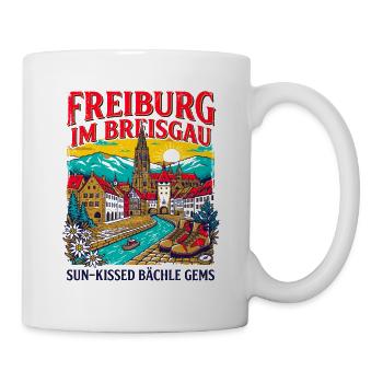 Sun City Vintage Freiburg Im Breisgau Skyline - Tasse - Weiß - Rechts