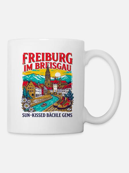 Sun City Vintage Freiburg Im Breisgau Skyline - Tasse - Weiß