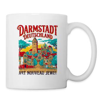 City Retro Art Nouveau Darmstadt Germany Travel - Tasse - Weiß - Rechts
