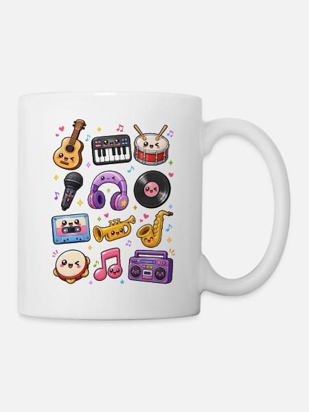 Kawaii Musik | Instrumente & Retro - Tasse - Weiß