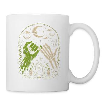 Allianz der Nacht: Grüne Hand und Skelett - Tasse - Weiß - Rechts