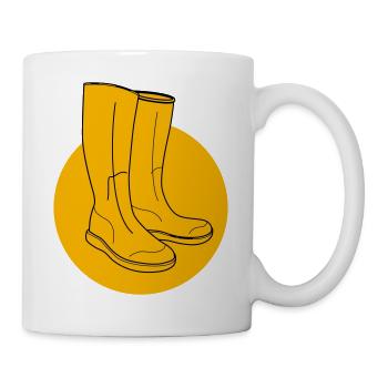 Gelbe Gummistiefel - Tasse - Weiß - Rechts