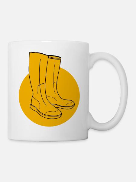 Gelbe Gummistiefel - Tasse - Weiß