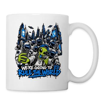 Alien-Invasion dominiert die Welt - Tasse - Weiß - Rechts