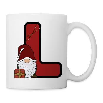 L-Weihnachtsgnom mit Geschenk - Tasse - Weiß - Rechts