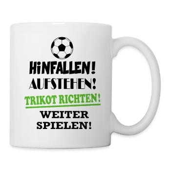Hinfallen aufstehn Fußball Trikot richten Prinz - Tasse - Weiß - Rechts