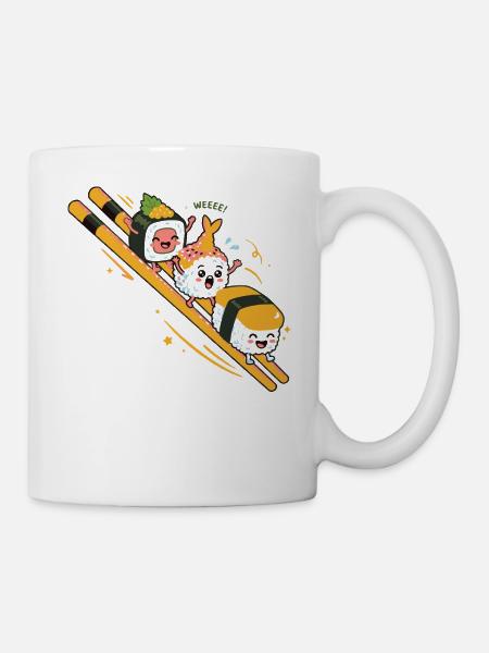 Süßes Sushi-Slide Kawaii Japanisches Essen - Tasse - Weiß