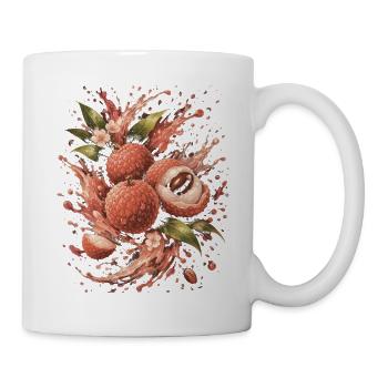 Exotische Litschi-Frucht-Rosen-Spritzkunst - Tasse - Weiß - Rechts