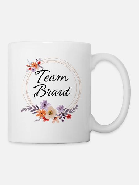 Team Braut Blumenkranz - Tasse - Weiß