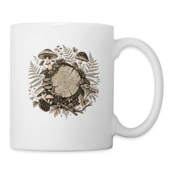 Waldpilze Baumstamm | Herbst Cottagecore Natur - Tasse - Weiß - Rechts