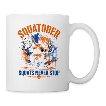 Kürbisgewichtheber Squatober Kraft - Tasse - Weiß - Rechts