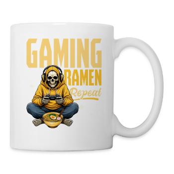 Funny Gaming and Ramen Gamer Skeleton - Tasse - Weiß - Rechts