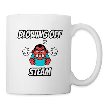Dampf ablassen – Witzige buchstäbliche Idiom-Zeichentrickserie - Tasse - Weiß - Rechts
