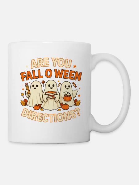 Halloween-Geistertrio mit Büchern - Tasse - Weiß