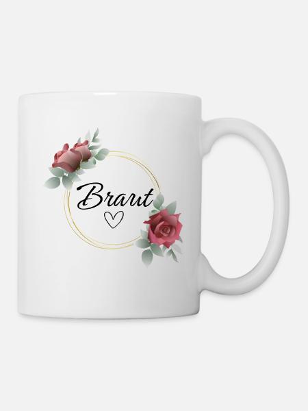 Braut Herz Rosenkranz - Tasse - Weiß