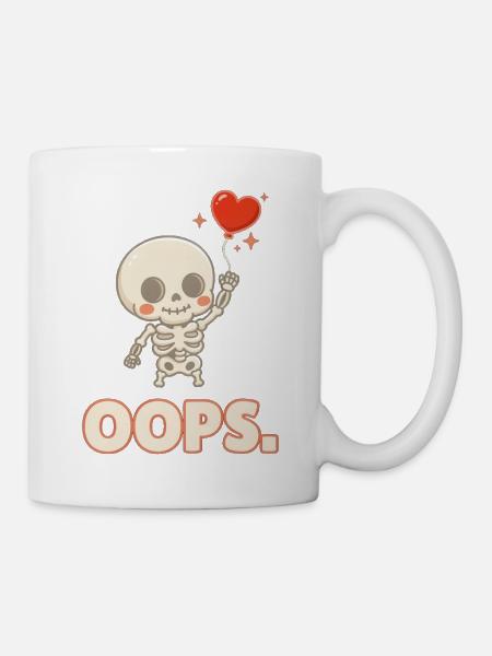 Herzballon-Skelett OOPS - Tasse - Weiß