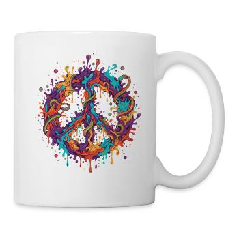 Psychedelisches Festival-Hippie-Batik-Peace-Zeichen - Tasse - Weiß - Rechts