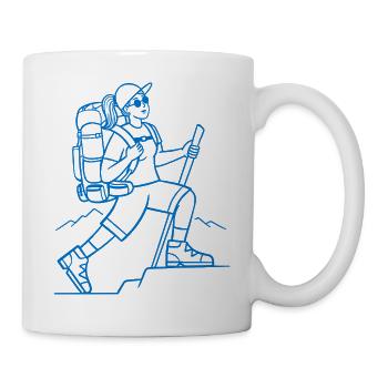 Bergwanderin Linienzeichnung - Tasse - Weiß - Rechts