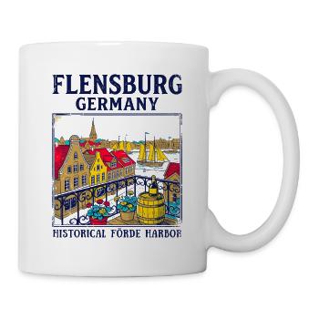 Flensburg Germany Historical Förde Harbor Novelty - Tasse - Weiß - Rechts
