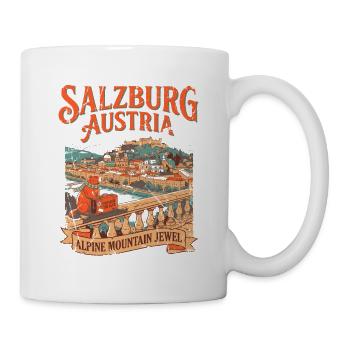 The Salzburg Austria Alpine Mountain Jewel Retro - Tasse - Weiß - Rechts