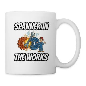 Spanner in the Works – lustige, wörtliche Idiom-Zeichentrickserie - Tasse - Weiß - Rechts