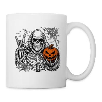 Halloween-Skelett Bigfoot Sasquatch Kürbis - Tasse - Weiß - Rechts